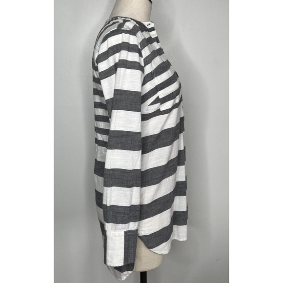 Merona Striped Tunic Top 100% Cotton Dark Gray & White Medium - Picture 7 of 11